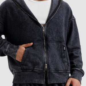 Washed Zipper Hoodie