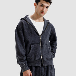 Washed Zipper Hoodie