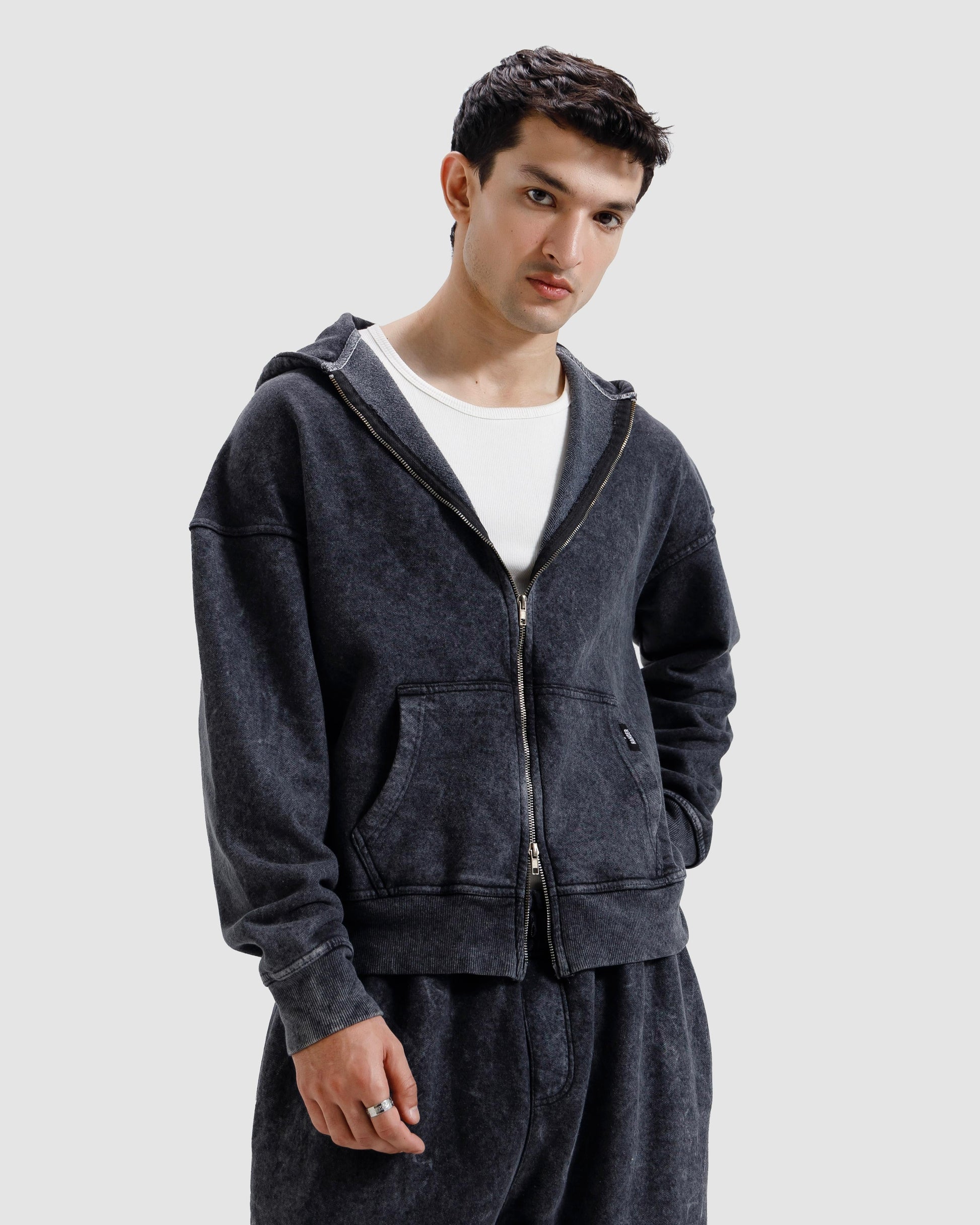 Washed Zipper Hoodie