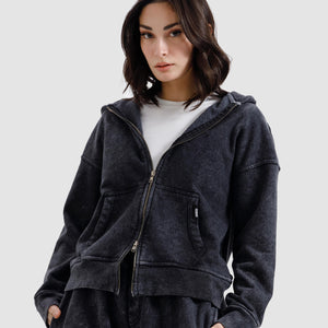 Washed Zipper Hoodie