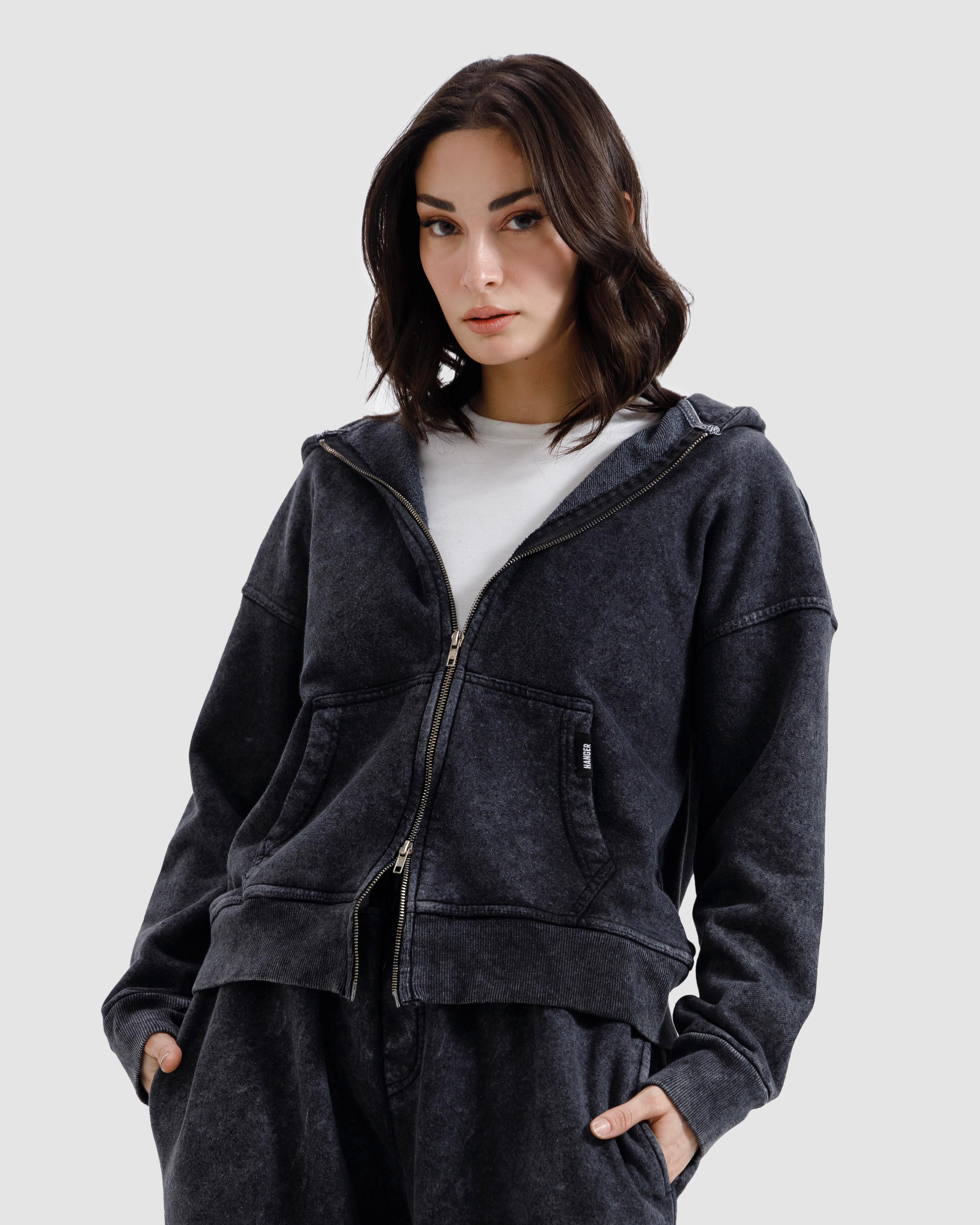 Washed Zipper Hoodie
