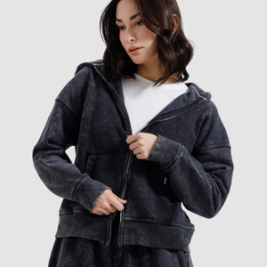 Washed Zipper Hoodie